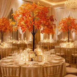 6FT Fall Leaf Tree for Wedding & Event Decor – 10 Interchangeable Branches – Artificial Autumn Tree with Orange & Burgundy Foliage
