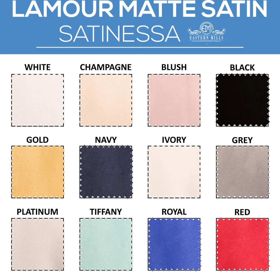 14FT - *FR* Lamour Matte Satin "Satinessa" w/ 4" Rod Pocket - 118" Wide - Many Color Options
