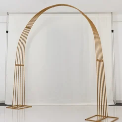 8ft Gold Metal Dome Wedding Arch – Heavy-Duty 3D Floral & Balloon Backdrop Stand