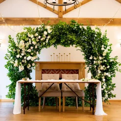 8ft Green Round Eucalyptus Leaf Wedding Ceremony Arch w/ Interchangeable Branches | ModTree™ Collection