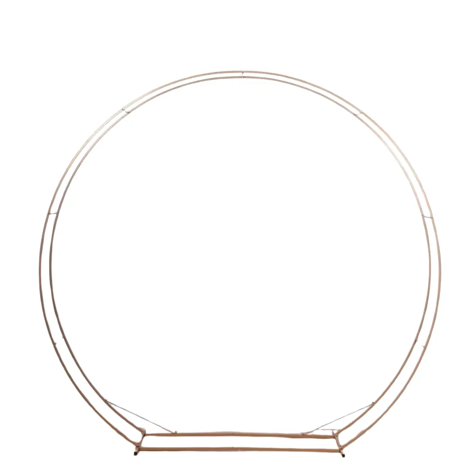 7.5ft Heavy Duty Gold Metal Double Hoop Wedding Arch – Round Photo Backdrop & Floral Balloon Frame