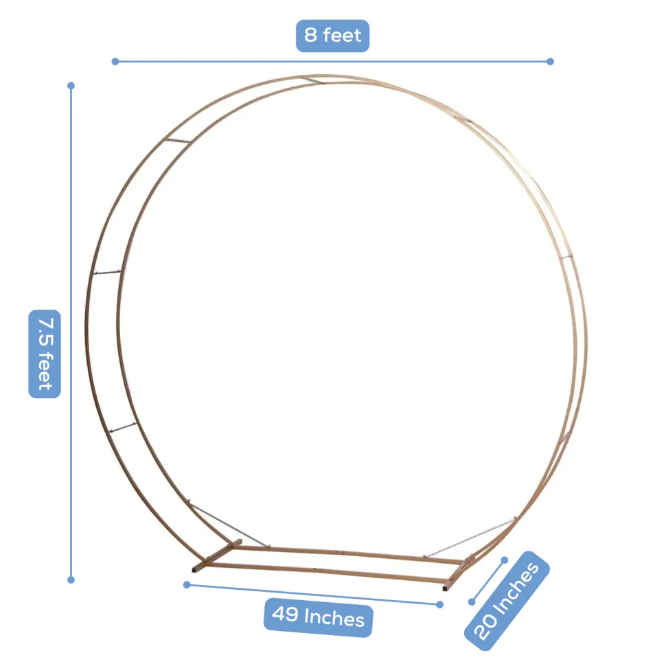7.5ft Heavy Duty Gold Metal Double Hoop Wedding Arch – Round Photo Backdrop & Floral Balloon Frame