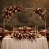 3.5ft H x 6.5ft W – Gold Metal Over-the-Table Rod Stand with Adjustable Hanging Bar & Clamps