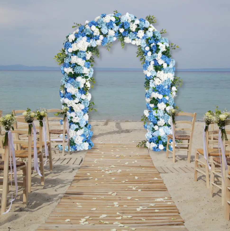 8ft LUXE Blue & White Rose & Hydrangea Floral Arch with optional frame