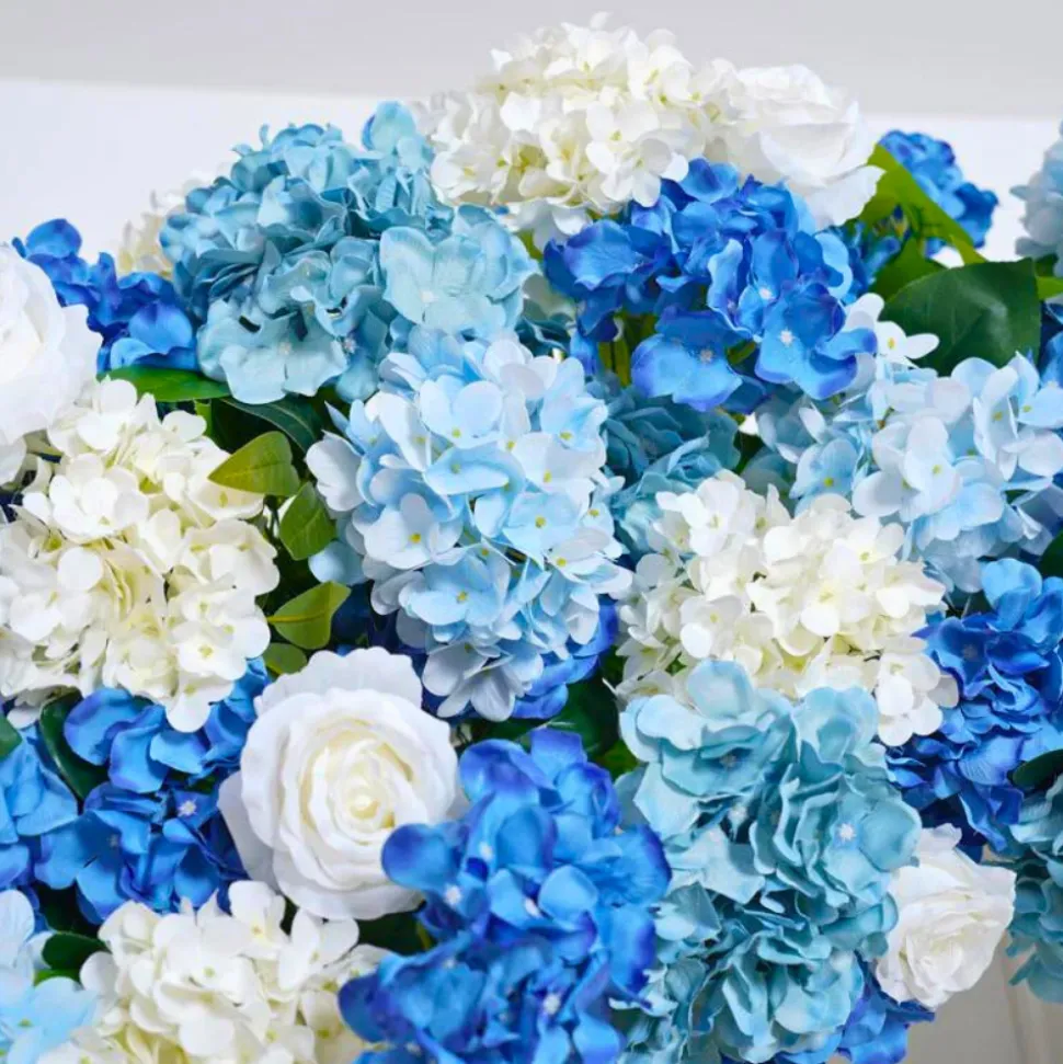 8ft LUXE Blue & White Rose & Hydrangea Floral Arch with optional frame