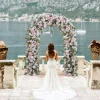 8ft LUXE Pink Rose & Green Leaf Mixed Floral Arch with Optional Frame