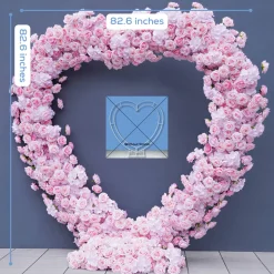 8ft LUXE Pink Rose & Hydrangea Heart Shaped Floral Arch with optional frame