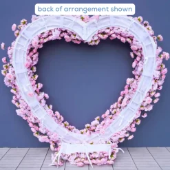 8ft LUXE Pink Rose & Hydrangea Heart Shaped Floral Arch with optional frame