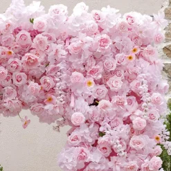 8ft LUXE Pink Rose & Wisteria Square Floral Arch with Optional Pipe Kit Frame