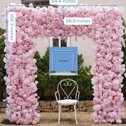 8ft LUXE Pink Rose & Wisteria Square Floral Arch with Optional Pipe Kit Frame