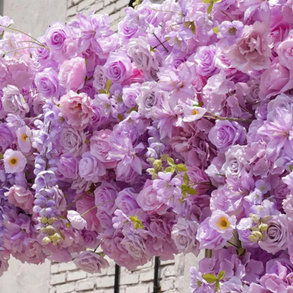 8ft LUXE Purple Wisteria Square Floral Arch with Optional Pipe Kit Frame