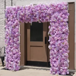 8ft LUXE Purple Wisteria Square Floral Arch with Optional Pipe Kit Frame