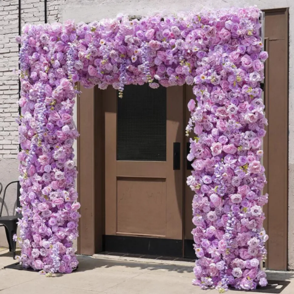 8ft LUXE Purple Wisteria Square Floral Arch with Optional Pipe Kit Frame
