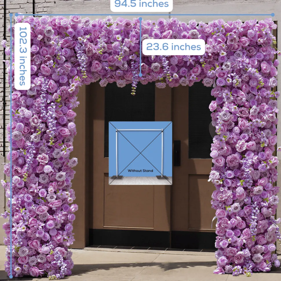 8ft LUXE Purple Wisteria Square Floral Arch with Optional Pipe Kit Frame