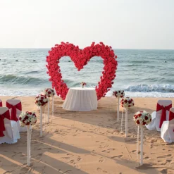 8ft LUXE Red Rose Heart Shaped Floral Arch with Optional Frame