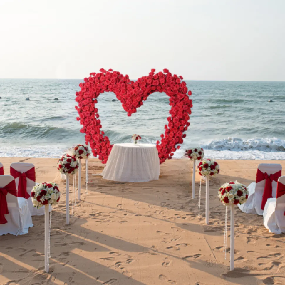8ft LUXE Red Rose Heart Shaped Floral Arch with Optional Frame