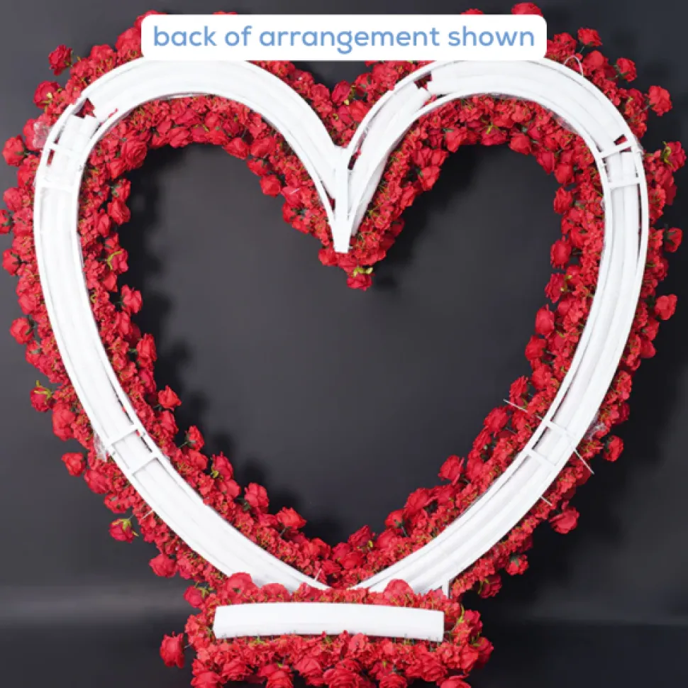 8ft LUXE Red Rose Heart Shaped Floral Arch with Optional Frame
