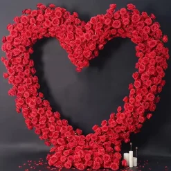 8ft LUXE Red Rose Heart Shaped Floral Arch with Optional Frame
