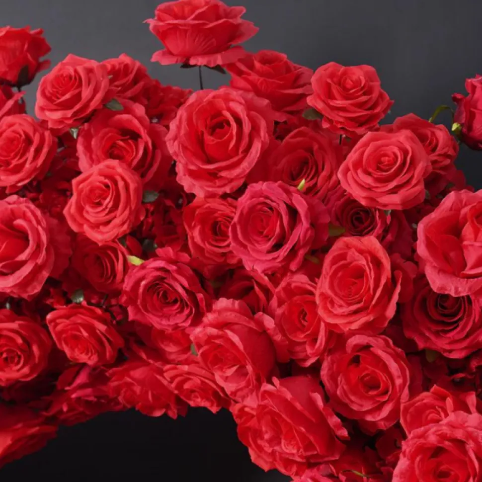 8ft LUXE Red Rose Heart Shaped Floral Arch with Optional Frame