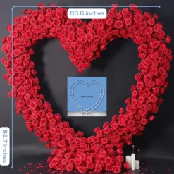 8ft LUXE Red Rose Heart Shaped Floral Arch with Optional Frame