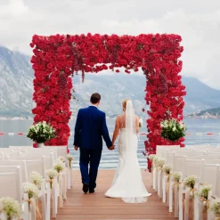 8ft LUXE Red Rose & Wisteria Square Floral Arch with Optional Pipe Kit Frame