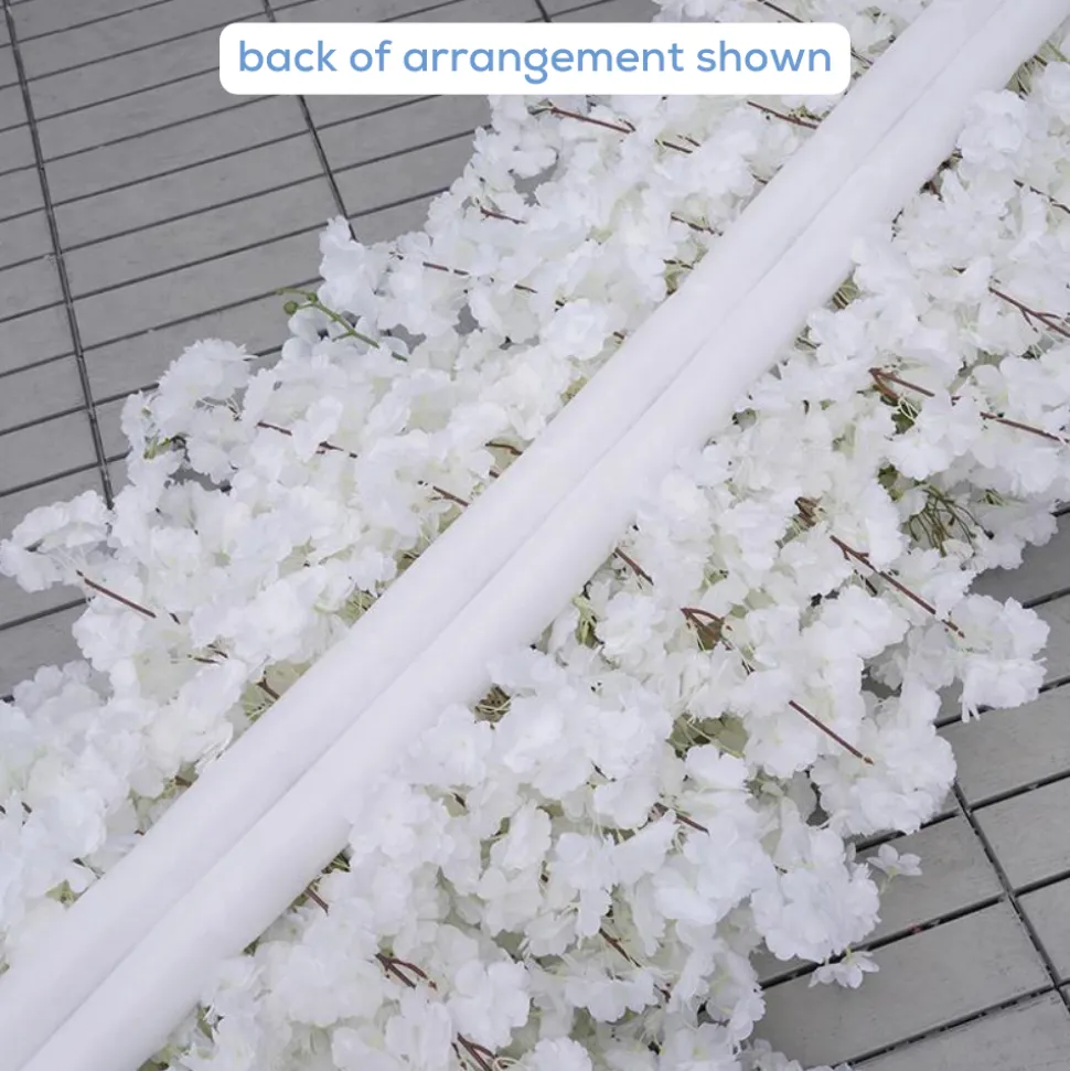 8ft LUXE White Cherry Blossom & Hanging Wisteria Floral Arch with Optional Frame