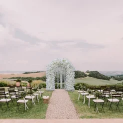 8ft LUXE White Cherry Blossom & Hanging Wisteria Floral Arch with Optional Frame