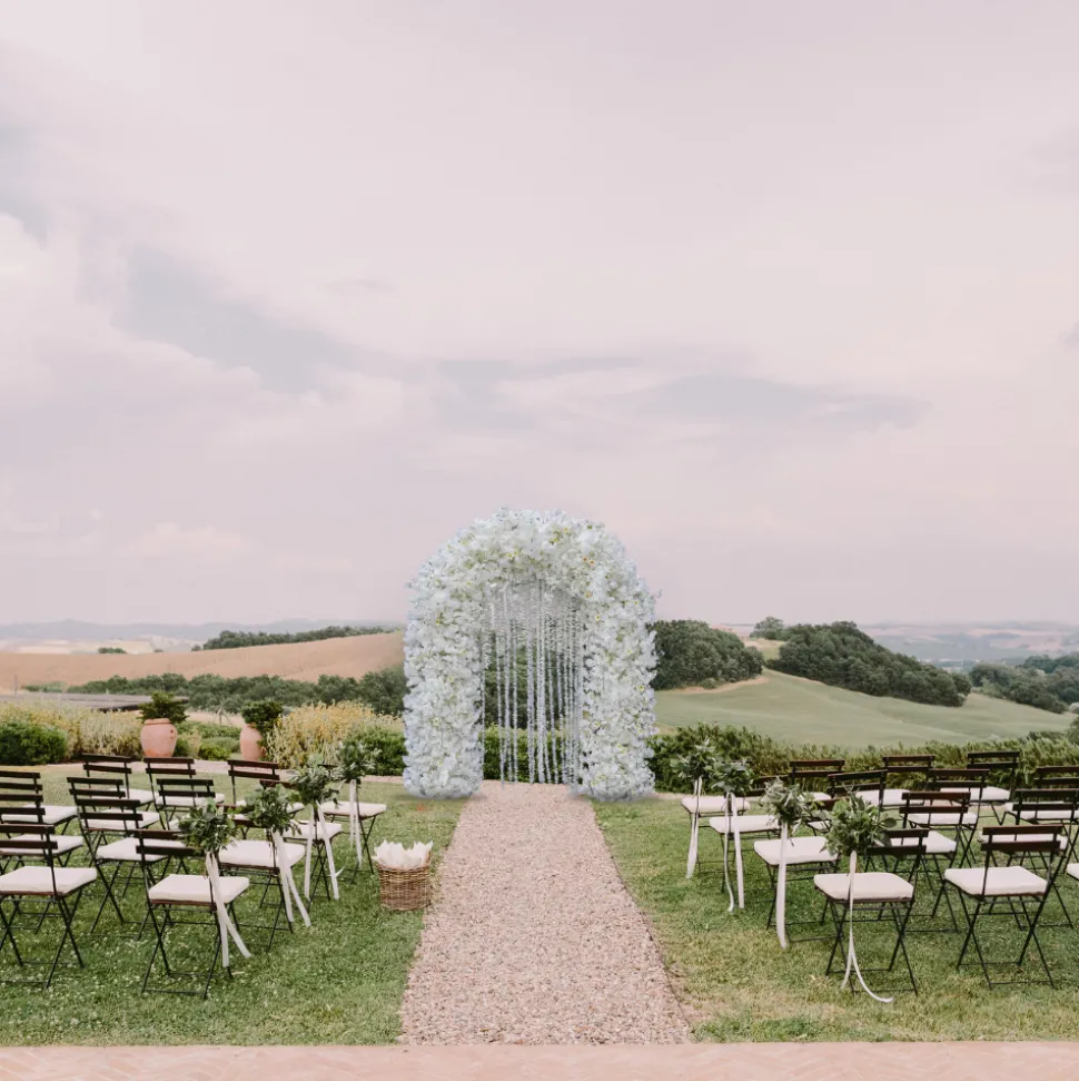 8ft LUXE White Cherry Blossom & Hanging Wisteria Floral Arch with Optional Frame
