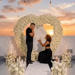 7ft LUXE White Hydrangea Heart Shaped Floral Arch with Optional Frame