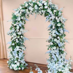 8ft LUXE White Rose & Green Eucalyptus Leaf Floral Arch with optional frame