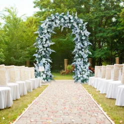 8ft LUXE White Rose & Green Eucalyptus Leaf Floral Arch with optional frame