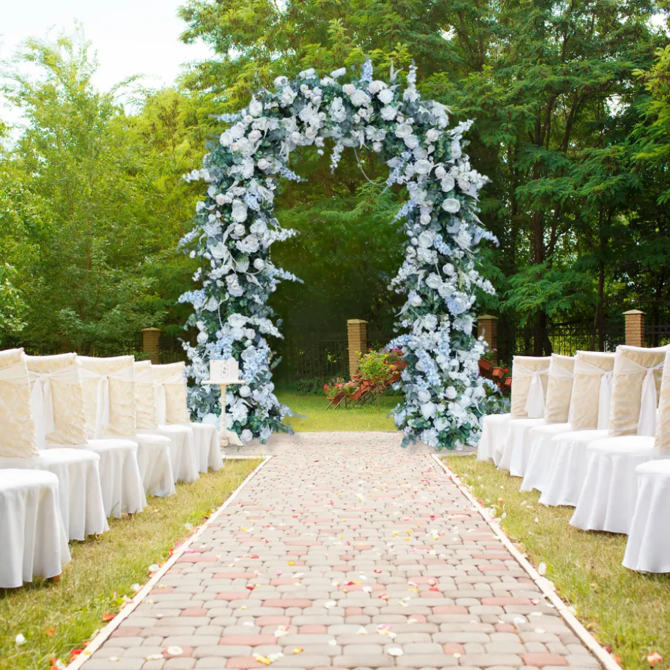 8ft LUXE White Rose & Green Eucalyptus Leaf Floral Arch with optional frame