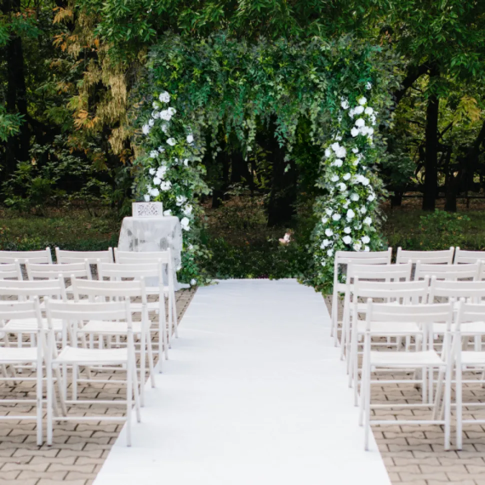 8ft LUXE White Rose, Green Willow Leaf & Wisteria Mixed Square Floral Arch with Optional Pipe Kit Frame