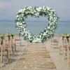 8ft LUXE White Rose & Green Willow Leaf Heart Shaped Floral Arch with optional frame