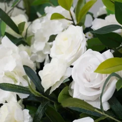 8ft LUXE White Rose, Hydrangea, Green Leaves Mixed Floral Arch with Optional Frame
