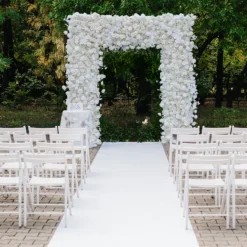 8ft LUXE White Rose, Hydrangea, Orchid & Baby's Breath Mixed Square Floral Arch with Optional Pipe Kit Frame