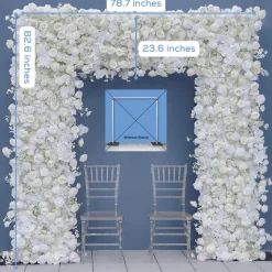 8ft LUXE White Rose, Hydrangea, Orchid & Baby's Breath Mixed Square Floral Arch with Optional Pipe Kit Frame