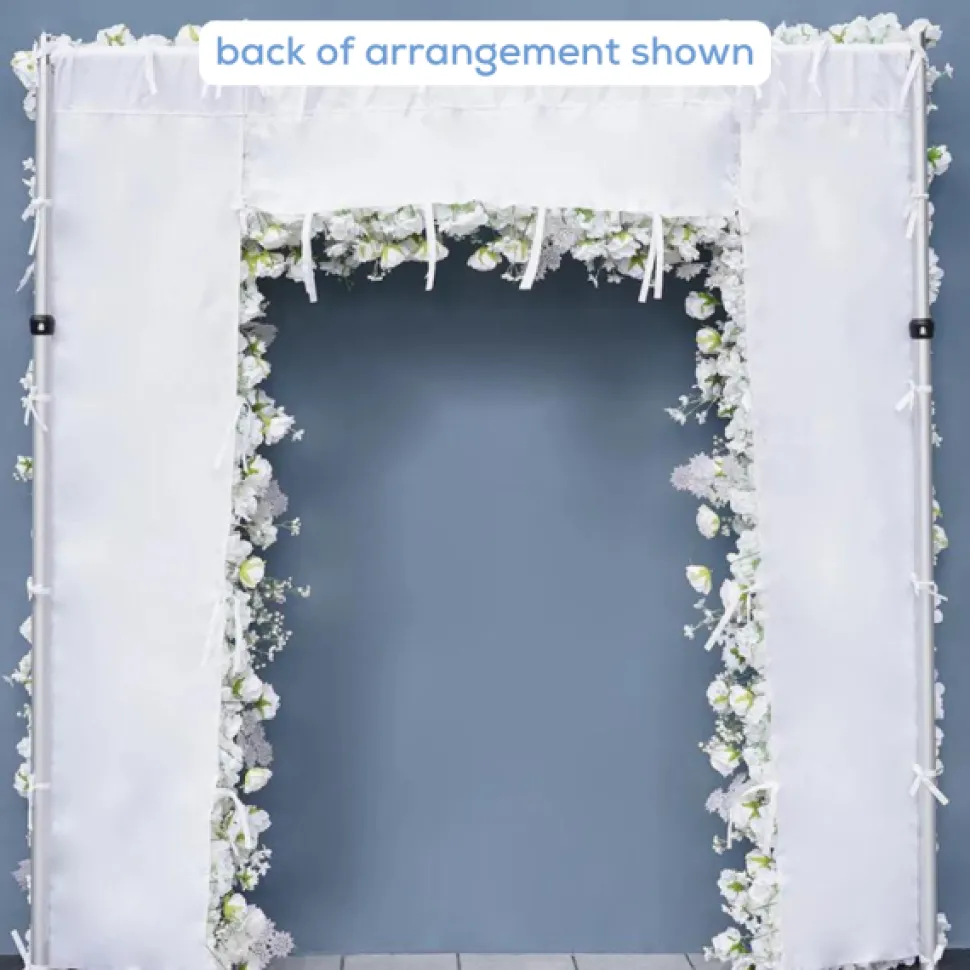 8ft LUXE White Rose, Hydrangea, Orchid & Baby's Breath Mixed Square Floral Arch with Optional Pipe Kit Frame