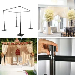 10ft 4-Post Black Metal Canopy Backdrop Stand (Wedding Arch / Chuppah / Mandap Frame)
