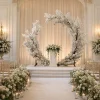 8ft White Hydrangea Floral Partial Round Wedding Ceremony Arch | ModTree™ Collection