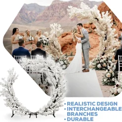8ft White Hydrangea Floral Partial Round Wedding Ceremony Arch | ModTree™ Collection