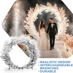 8ft White Hydrangea Floral Round Wedding Ceremony Arch | ModTree™ Collection