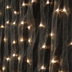 8ft White Organza Curtain with Warm White LED Lights