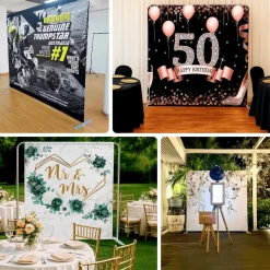 8ft W x 8ft H – Aluminum Pillowcase Backdrop Stand with Rounded Corners, Portable Display Frame for Photo Booths & Trade Shows