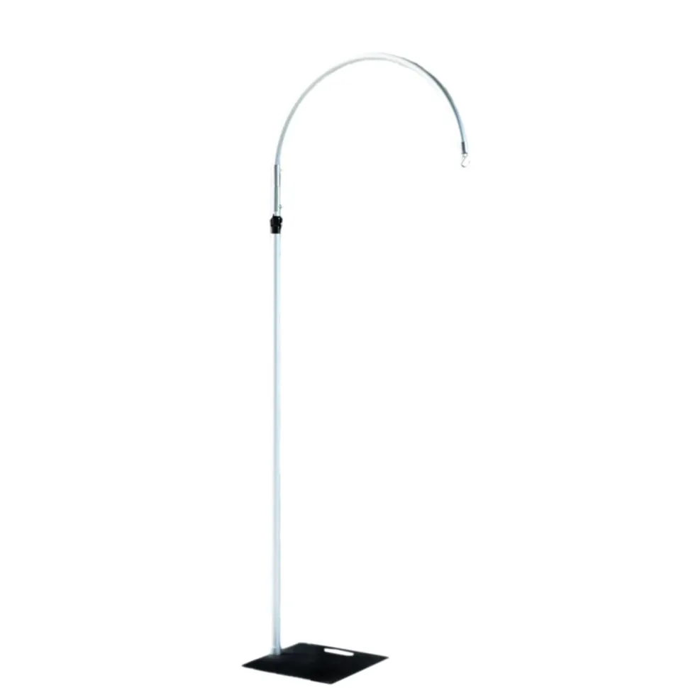 3ft W x 10ft H – Curved Aluminum Chandelier Hanger with Coupler and Heavy Steel Base