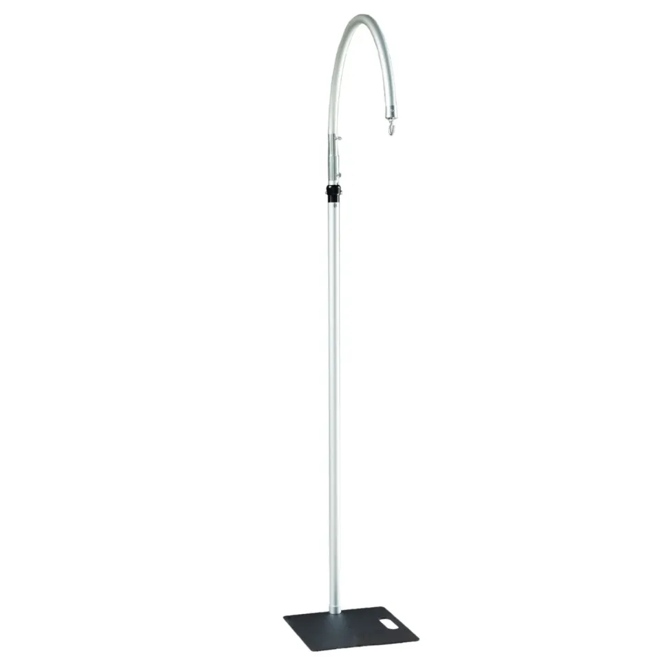 3ft W x 10ft H – Curved Aluminum Chandelier Hanger with Coupler and Heavy Steel Base