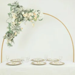 6ft W x 4ft H – Gold Metal Over-the-Table Rod Stand with Round Top Balloon & Floral Arch and Clamps