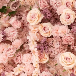 8ft x 8ft Dusty Rose Roll-Up Flower Backdrop for Arch Stand – Silk Roses, Hydrangeas & Chrysanthemums with Fabric Backing