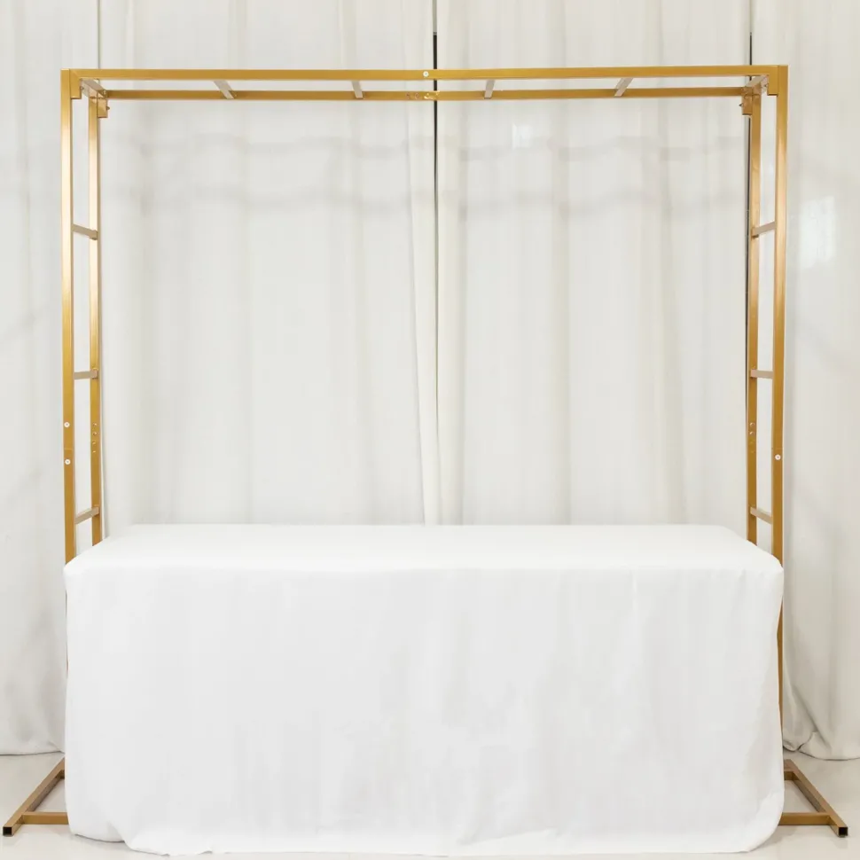 6ft x 6ft Gold Metal Freestanding Square Arbor Backdrop Stand (Over-the-Table Frame / Floral & Balloon Décor Structure)