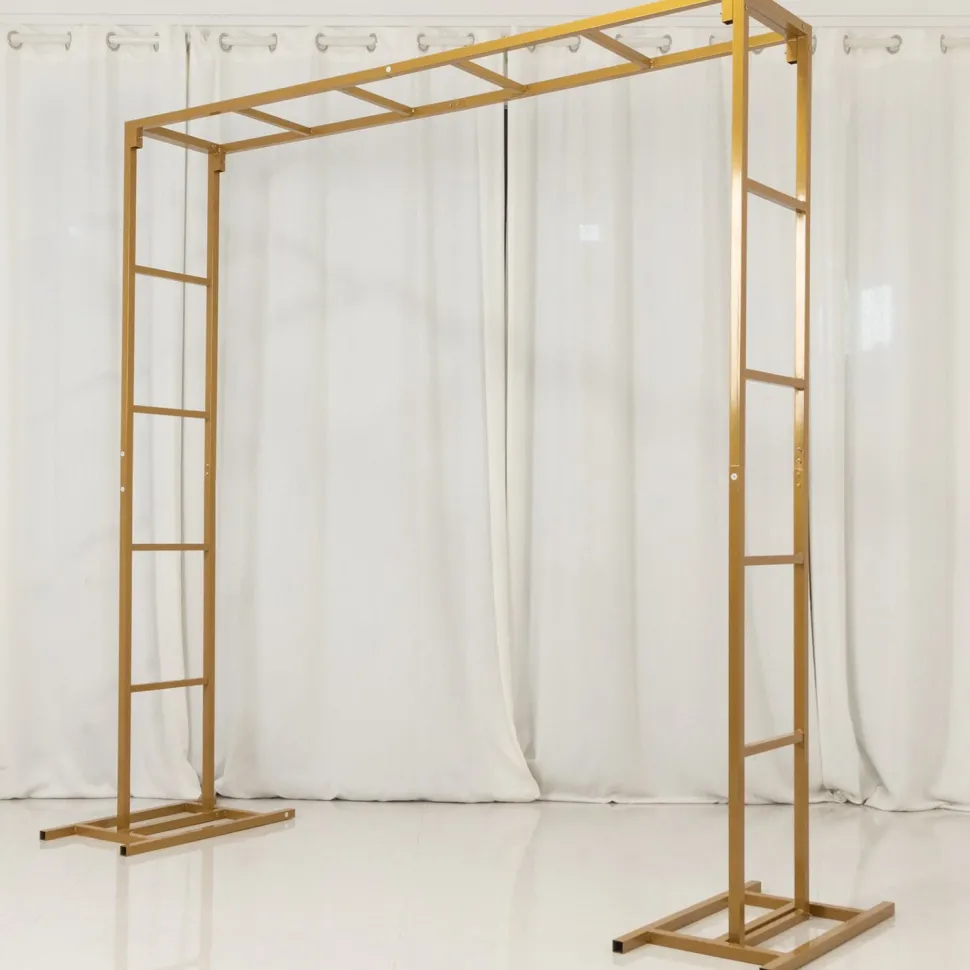 6ft x 6ft Gold Metal Freestanding Square Arbor Backdrop Stand (Over-the-Table Frame / Floral & Balloon Décor Structure)